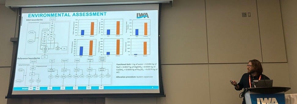 João Ribeiro, from ICL, presenting an LCA at the World Water Congress 2024 of a novel treatment system.